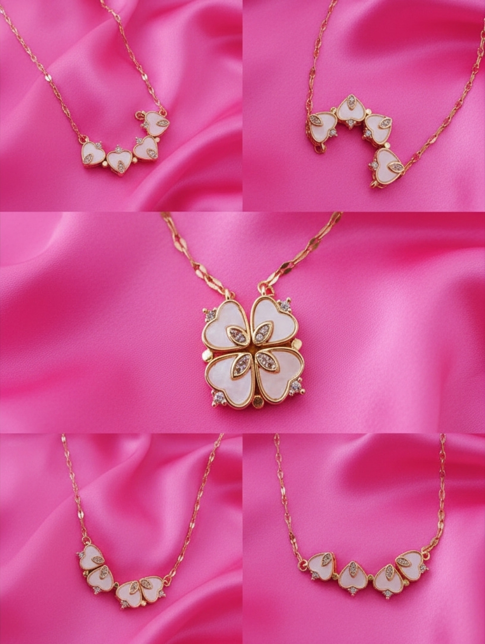 Necklace For Women- 5 Pendant Designs Elegant‎ Floral Four-leaf Pendant -NEW